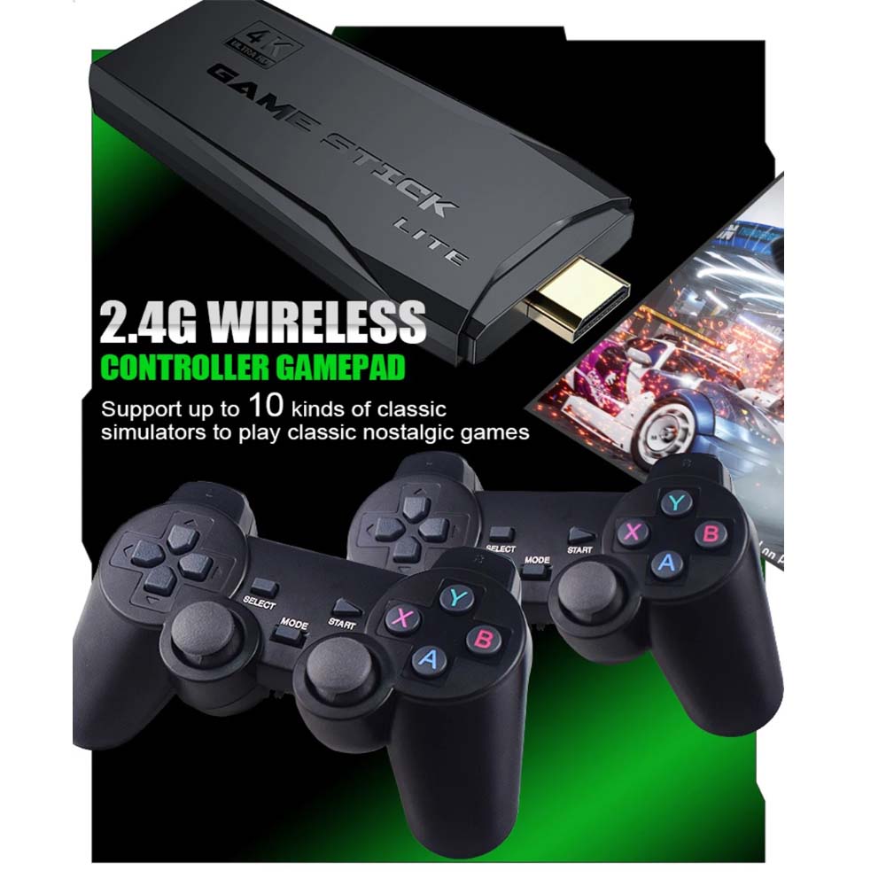 Professional Game Stick Lite - Plug & Play Console with 20,000+ Games, Dual 2.4G Wireless Controllers, 64G Storage (HDMI Ready)